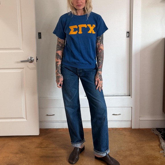 Other - Vintage 1970s Sigma Gamma Chi Fraternity blue cut off sweatshirt